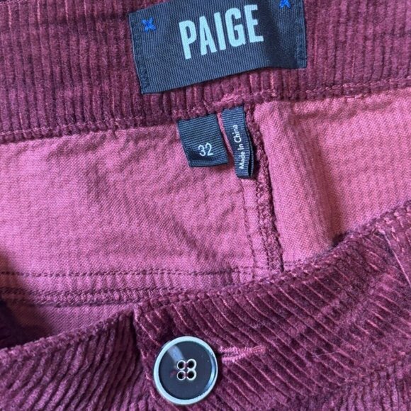 Paige Hoxton Ankle Burgundy Corduroy Pants Retro Glam Hipster Preppy Twee 32 - Picture 2 of 5